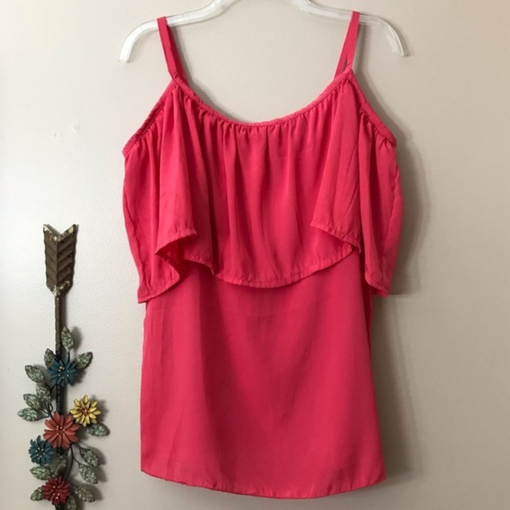 Pink Rancho Estancia Ruffle Tank Blouse Sz XS, EUC